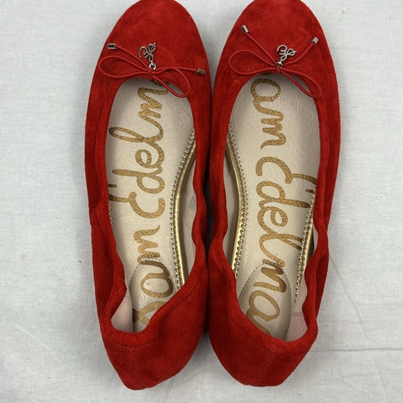 Sam Edelman Red Suede Felicia Round Toe Ballet Flats - Picture 4 of 6